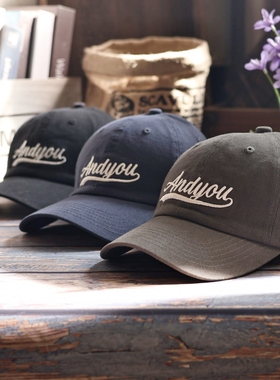 很高级的灰色~IU李智恩同款andyou字母棒球帽子女韩国复古鸭舌帽