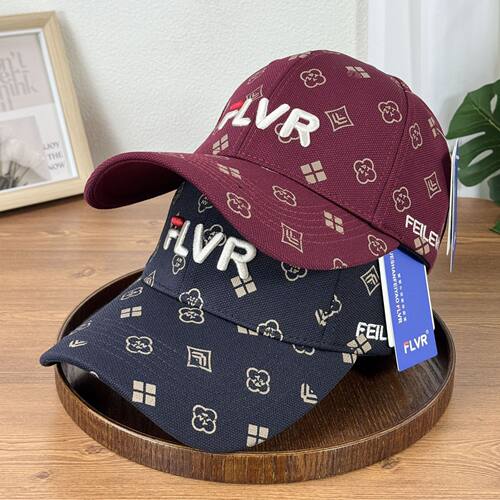 FLVR新款立体字母图案刺绣棒球帽男女户外遮阳帽鸭舌帽硬顶弯檐帽