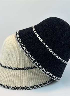 高品质素颜百搭渔夫帽女秋冬新款户外保暖显脸小大头围针织水桶帽