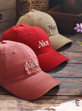 简约基调新款字母刺绣鸭舌帽子女春夏休闲百搭遮阳棒球帽软顶nice