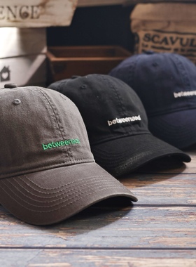 大头炭灰色棒球帽女春夏休闲百搭刺绣小字母软顶情侣鸭舌帽遮阳帽