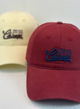 美式字母刺绣棒球帽子女宽檐遮阳户外防晒显脸小鸭舌帽软顶大头围