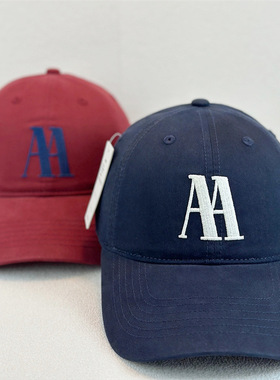 高品质刺绣A字母刺绣棒球帽子女韩版日系纯色百搭男女同款鸭舌帽