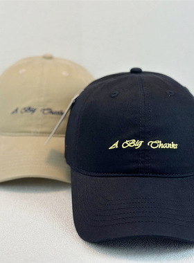 韩版简约字母刺绣棒球帽子女新款大头围软顶百搭休闲男女同款鸭舌