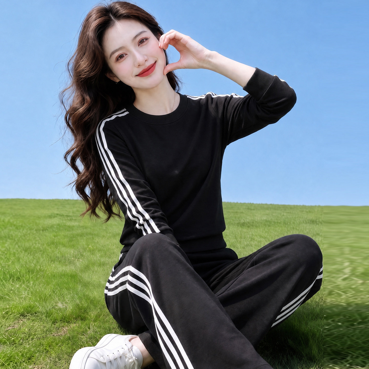 高品质秋套装女款2026新款春秋中年妈妈休闲宽松长袖运动服两件套