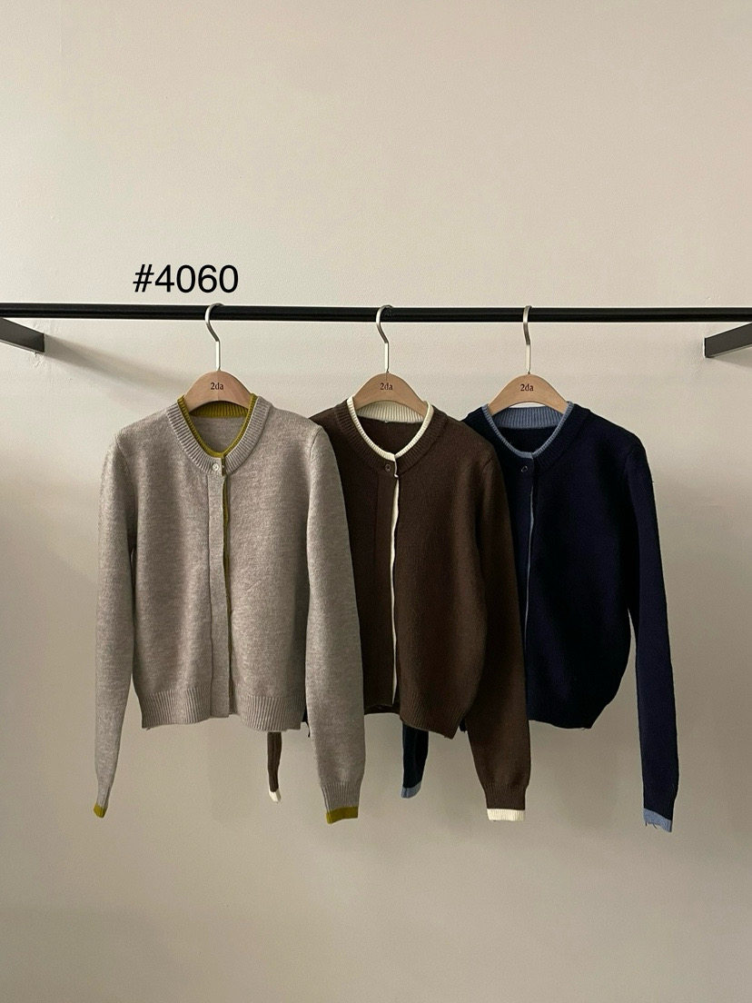 韩国东大门2026春季新款2da时尚百搭圆领拼色针织开衫