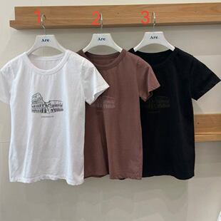 are宽松型圆领甜美风透气印花短袖 T恤 新款 韩国东大门2026春季