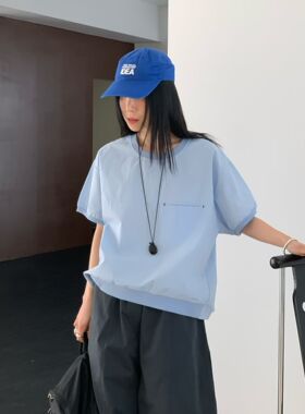 韩国东大门2026夏季新款REVE-L圆领短袖女简约短袖T恤
