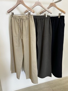 韩国东大门2025秋季新品cobalt blue时尚百搭松紧腰直筒裤休闲裤