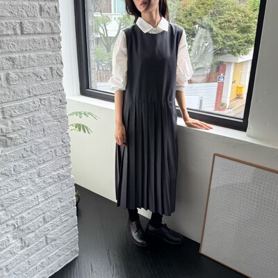 现韩国东大门2025秋冬新款collected 背系带无袖背心连衣裙长