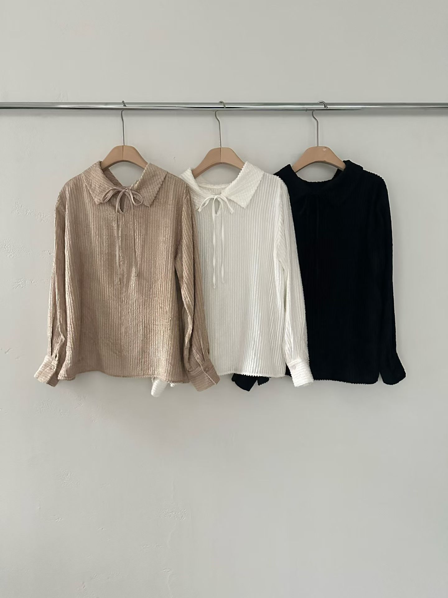 韩国东大门2025冬季新款2nd GATE时尚百搭系带气质上衣衬衫