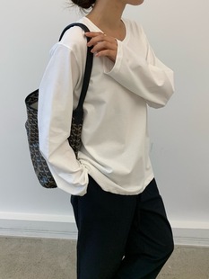 韩国东大门2025秋季新品cobalt blue时尚百搭净版纯色T恤卫衣