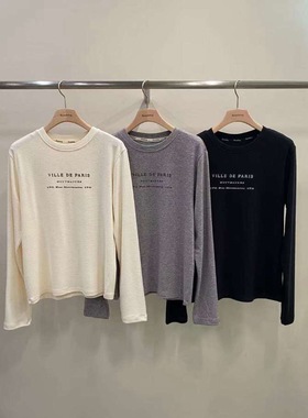 韩国东大门2025冬新品remaking时尚百搭字母印花圆领长袖T恤打底