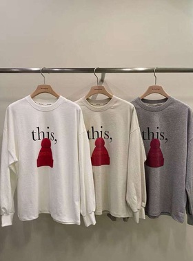 韩国东大门2025冬季新品remaking时尚百搭休闲字母印花长袖T恤