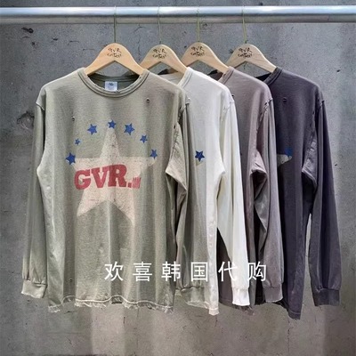 韩国东大门2025秋季新品GVR/RAWOO洋气个性百搭英文字母宽松T恤