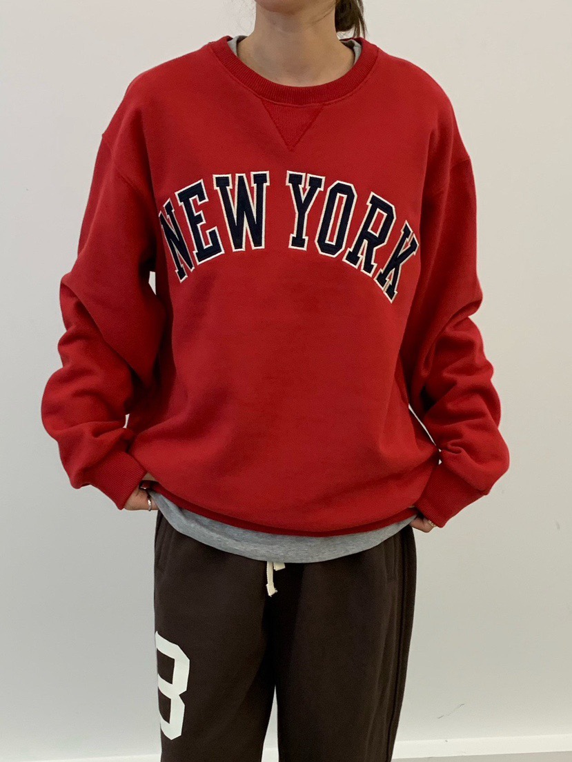 韩国东大门2025冬季新品cobalt blue时尚百搭圆领字母加绒卫衣