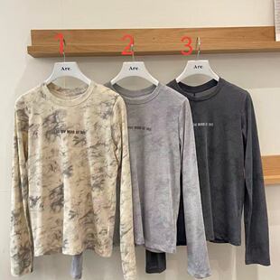 韩国东大门2026春季 are新款 显瘦减龄字母小众洋气长袖 T恤女 新款