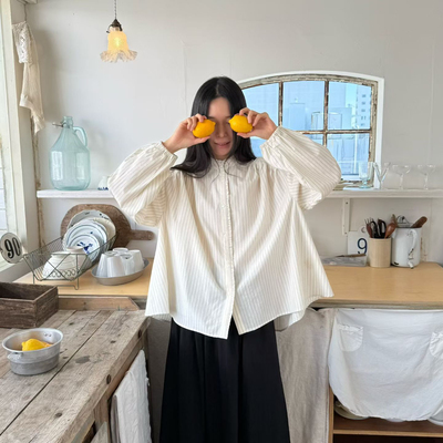 韩国东大门代购2026春新collected 纯色花边领甜美衬衫长袖女