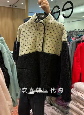 韩国东大门2026春季新品eee 韩系时尚立领拼色宽松套头毛毛外套