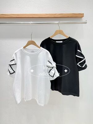 韩国东大门2026夏季新款INTRO时尚百搭圆领蝴蝶结短袖T恤