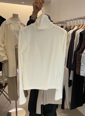 韩国东大门2025冬季新philo时尚百搭高领纯色打底衫T恤