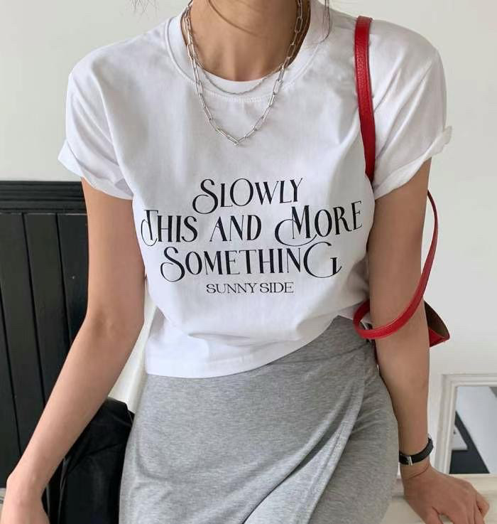 韩国东大门2025新款夏sienne时尚百搭圆领字母短袖T恤