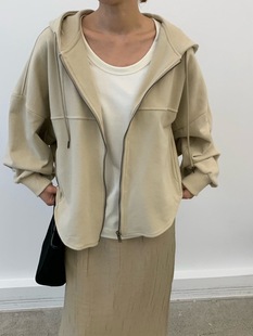 cobalt blue 韩国东大门代购2025秋冬新品 纯色拉链连帽卫衣