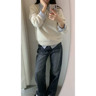 韩国东大门2026春新品Legacy bone基础款圆领百搭针织衫圆领毛衣