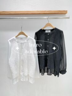 韩国东大门2026春季新品INTRO时尚百搭圆领长袖蕾丝衬衫女