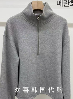 韩国东大门2025秋季新品KONI个性立领半拉链宽松休闲长袖套头卫衣