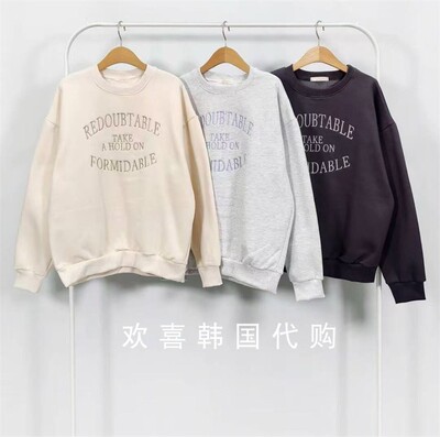 韩国东大门2025冬季新品sienne日常百搭英文字母圆领宽松加绒卫衣