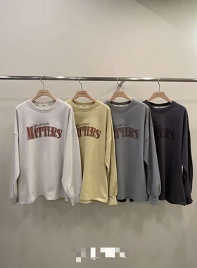 韩国东大门2025冬季新品remaking时尚百搭圆领字母长袖加绒T恤