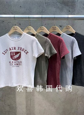 韩国东大门2025冬季新品GVR简约休闲日常百搭印花宽松短袖T恤