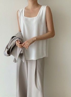 韩国东大门代购2025夏季新品Neutra方领吊带衫上衣胸50长62