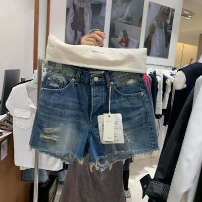 TEMPTING显瘦毛边牛仔短裤