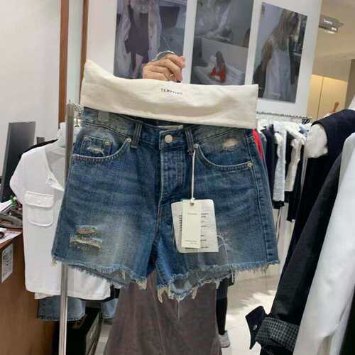 TEMPTING显瘦毛边牛仔短裤