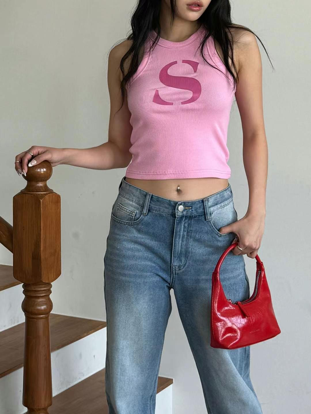 韩国东大门代购sienne2025夏季新款 字母吊带背心上衣