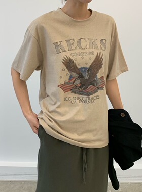 cobalt blue韩国2025秋冬新款宽松圆领动物印花短袖T恤女