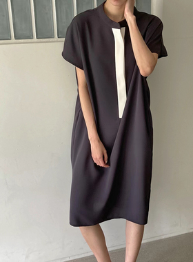 Neutra 韩国东大门正品 2025春夏新品拼色连衣裙宽松女