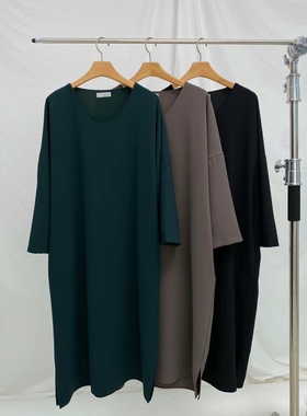 Neutra韩国东大门代购2025夏季新品松紧腰鸡心领长袖连衣裙