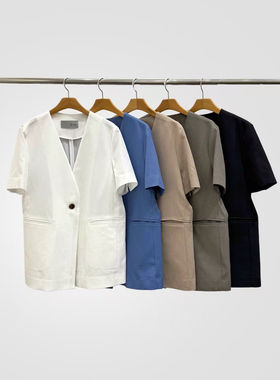 Neutra韩国东大门代购2025夏深v领短袖西装外套+短裤套长72胸106