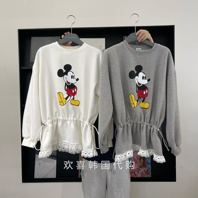 韩国东大门2026春季新品TARA BY MOTION时尚圆领米奇印花抽绳卫衣