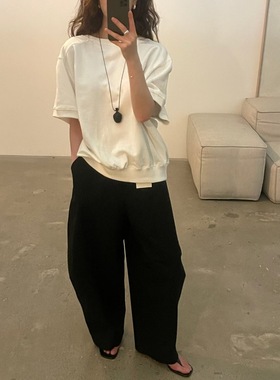 韩国东大门2025秋季新品comete纯色简约百搭短袖宽松卫衣