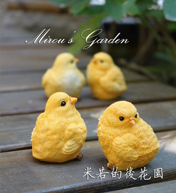 次品清 多肉花盆阳台装饰微景观动物树脂摆件田园迷你小鸡宝宝