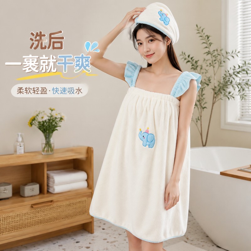 浴巾女款夏季成人洗完澡穿戴式吊带浴裙吸水速干可穿裹全身浴袍