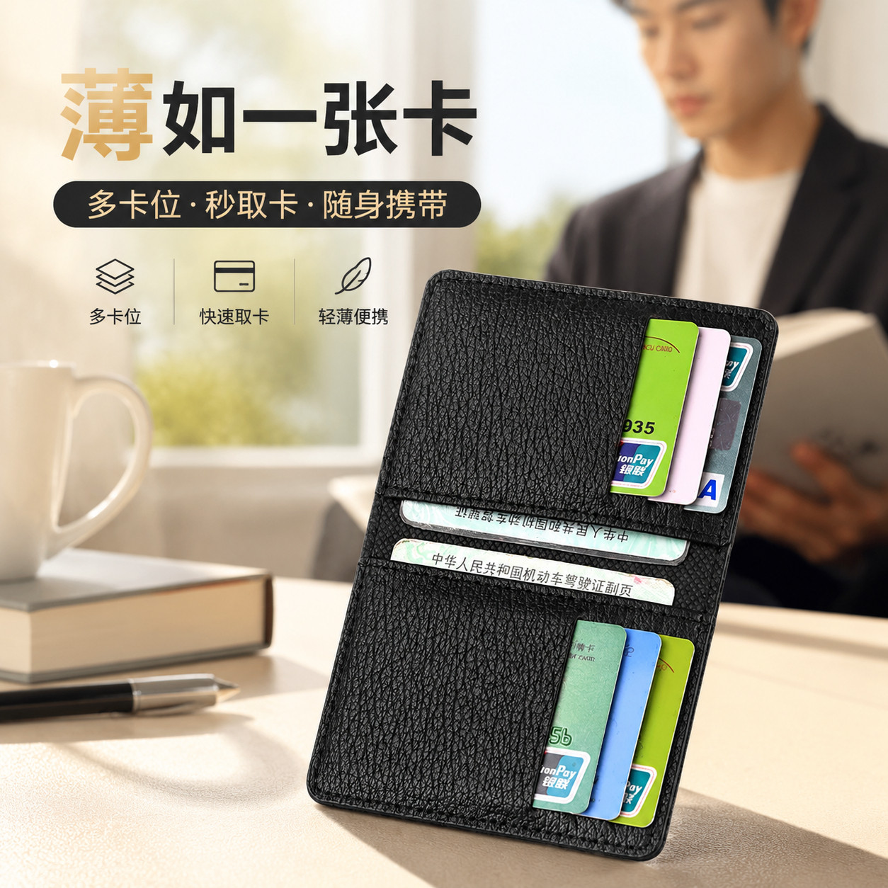 卡包超薄小巧男士多卡位证件收纳包随身便携卡片包门禁卡银行卡套