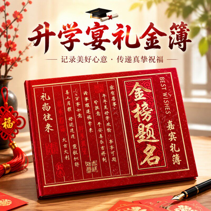 升学宴礼帐本金榜题名礼簿结婚记账本礼金簿嘉宾人情签名册签到本