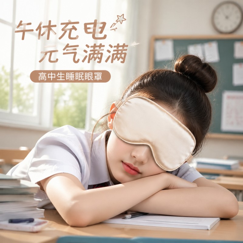 眼罩高中生睡眠专用青少年午睡遮光不透光缓解眼疲劳薄款松紧眼罩