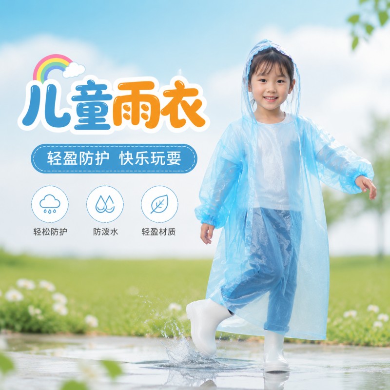 儿童用雨衣漂流专用连体一次性全身防水宝宝学生加长加厚透明雨披