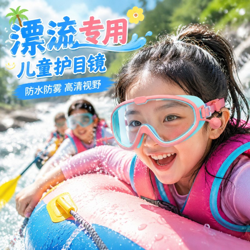 儿童护目镜漂流打水仗玩水专用防水防雾泳镜带耳塞男女士游泳眼镜